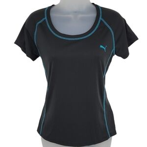 Puma Womens Dry Cell Black With Blue‎ Detail Athletic Shirt Size M